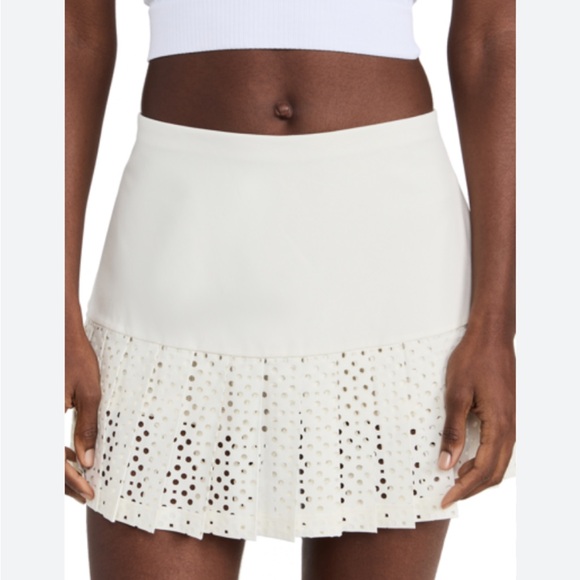 Tory Burch Performance Laser Cut Pleated Hem Tennis Skirt Snow While in Color